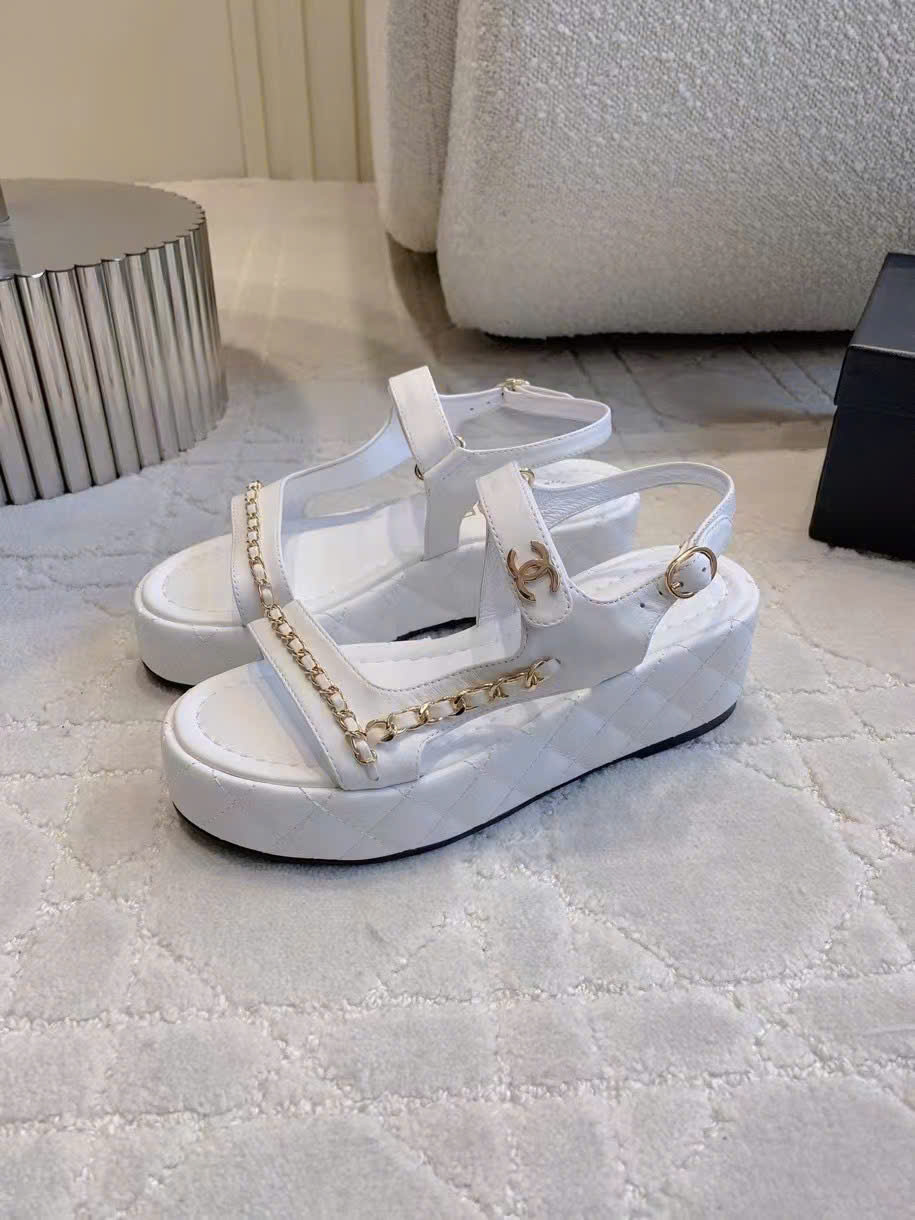 (1:1 replica) Chanel C Logo Wedges Women s Sandals 5cm