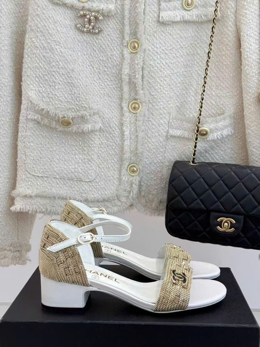 (1:1 replica) Chanel Vintages C Logo Women s Sandals 4cm