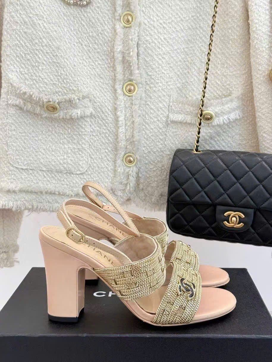 (1:1 replica) Chanel Vintages C Logo Women s Sandals 8.5cm