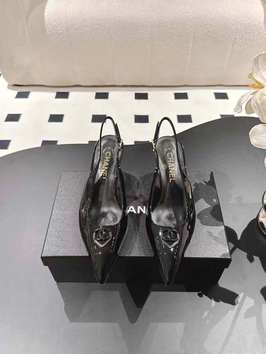 (1:1 replica) Chanel Leather Slingback Shoes 6.5cm