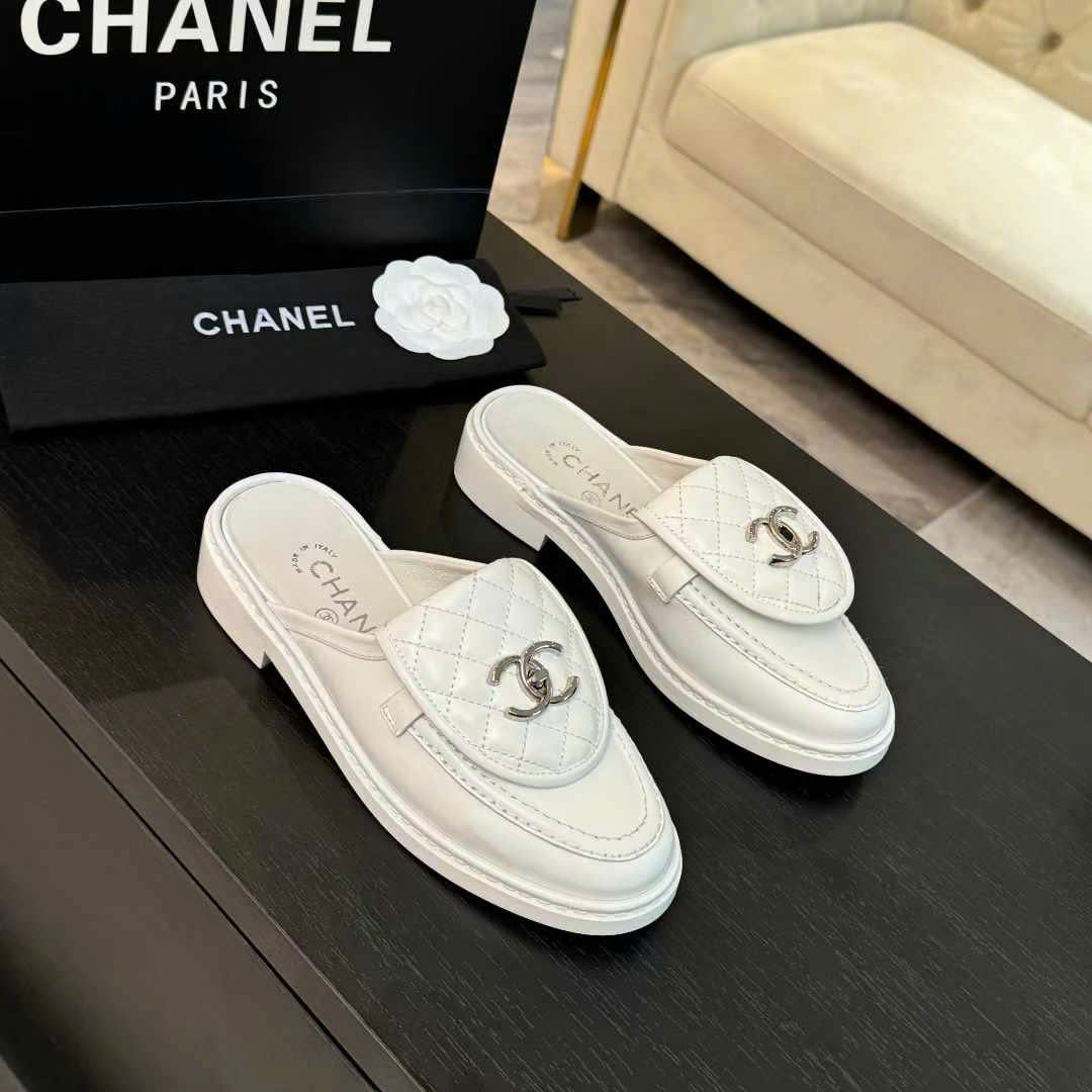 (1:1 replica) Chanel C Buckle Open Back Shoes