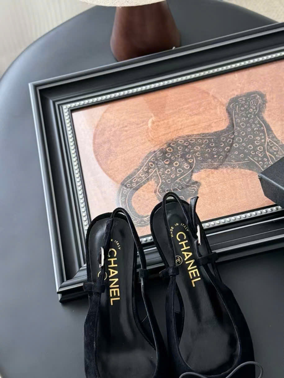 (1:1 replica) Chanel CLogo Slingback Women s Shoes 4cm