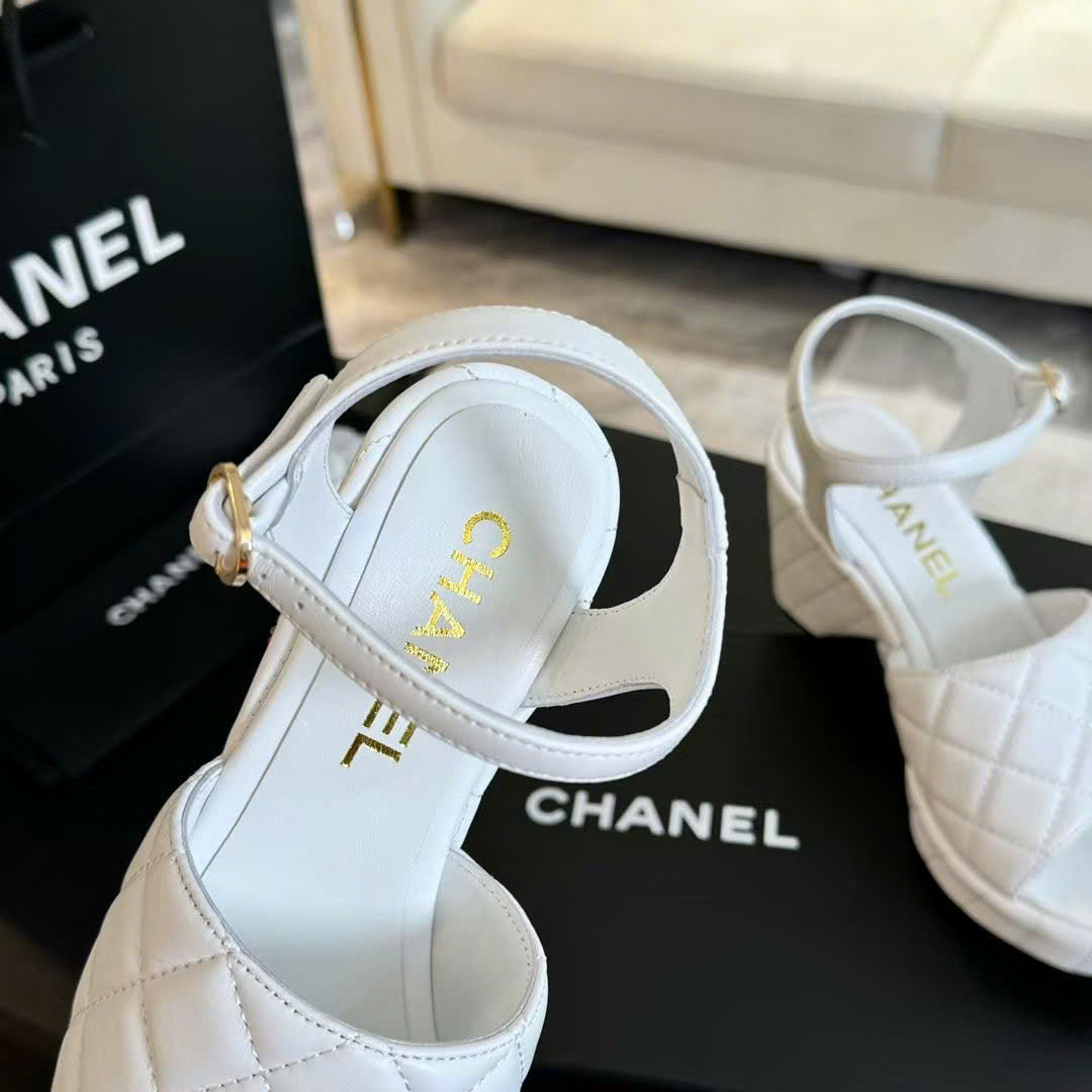 (1:1 replica) Chanel Wedge Rope Diamond Sandals 8cm