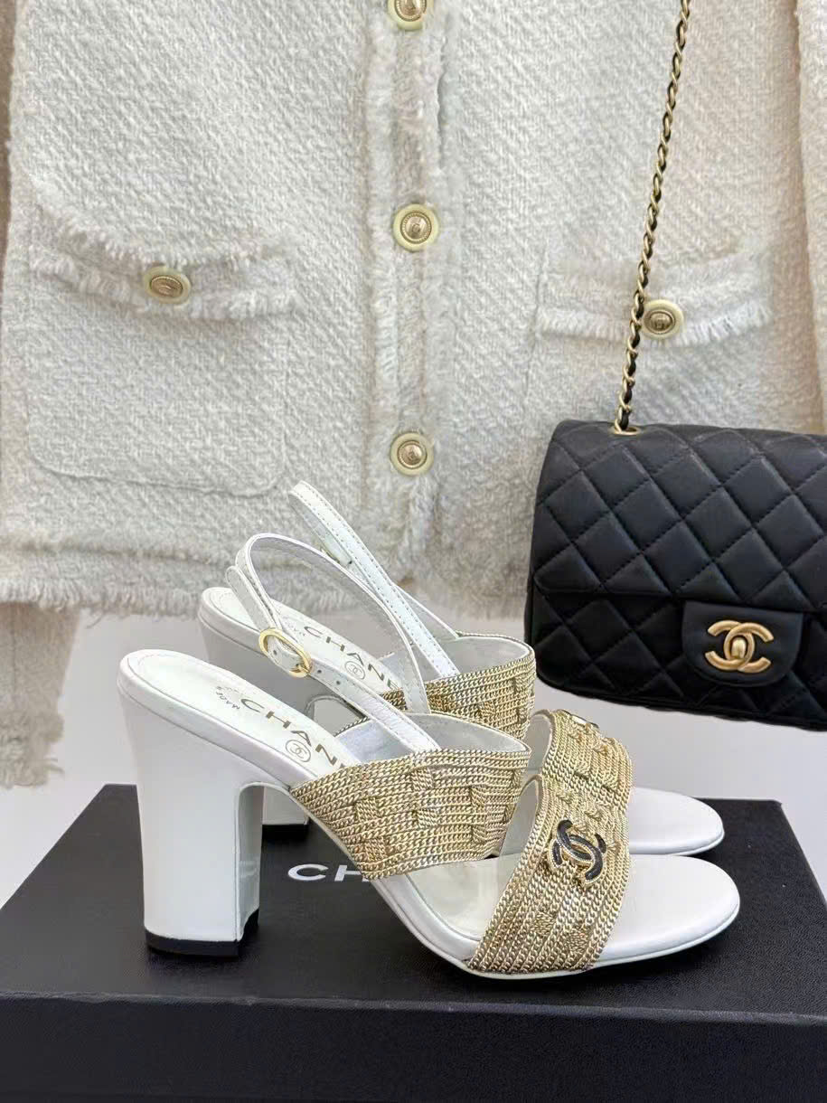 (1:1 replica) Chanel Vintages C Logo Women s Sandals 8.5cm