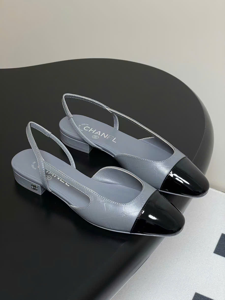 (1:1 replica) Chanel C Logo Slingbacks Shoes 2cm