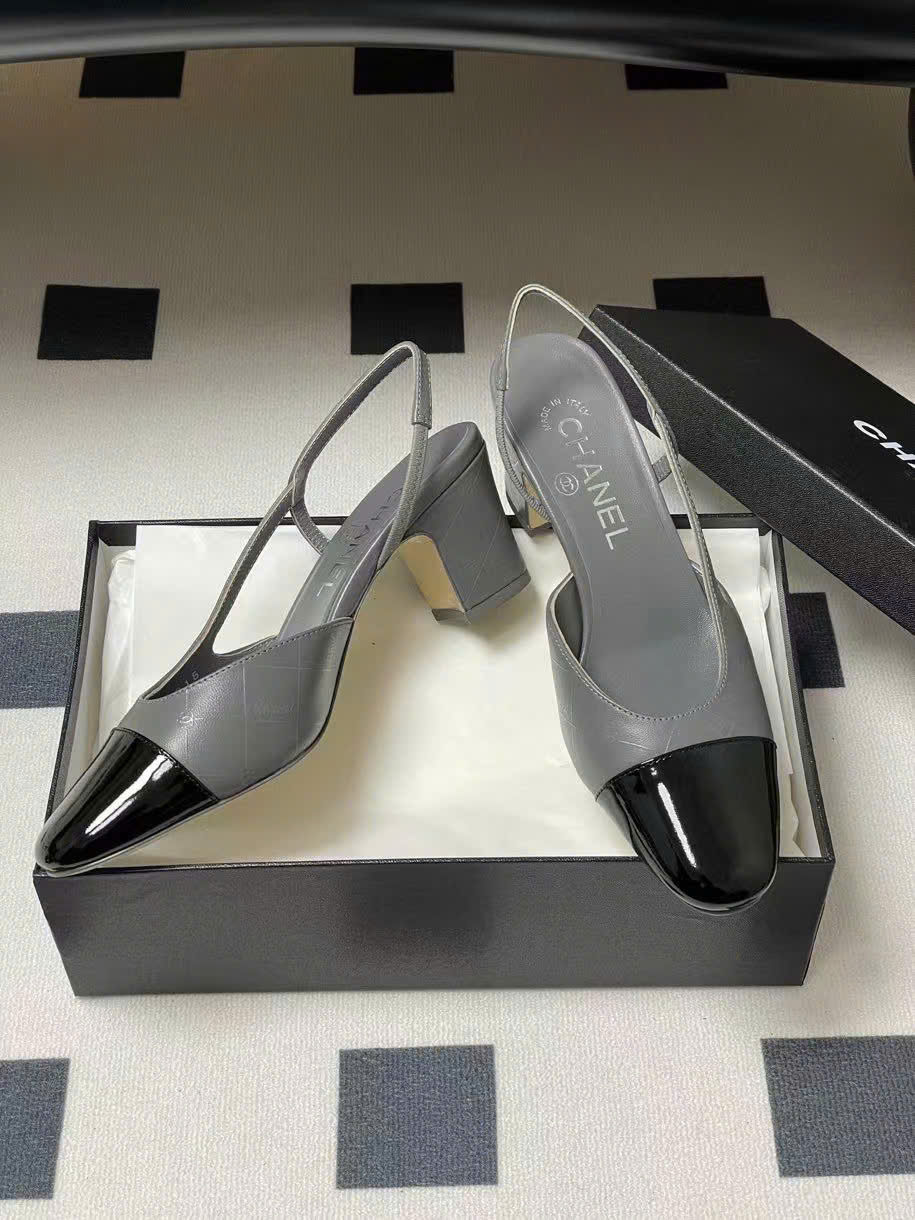 (1:1 replica) Chanel C Logo Slingbacks Shoes 6cm