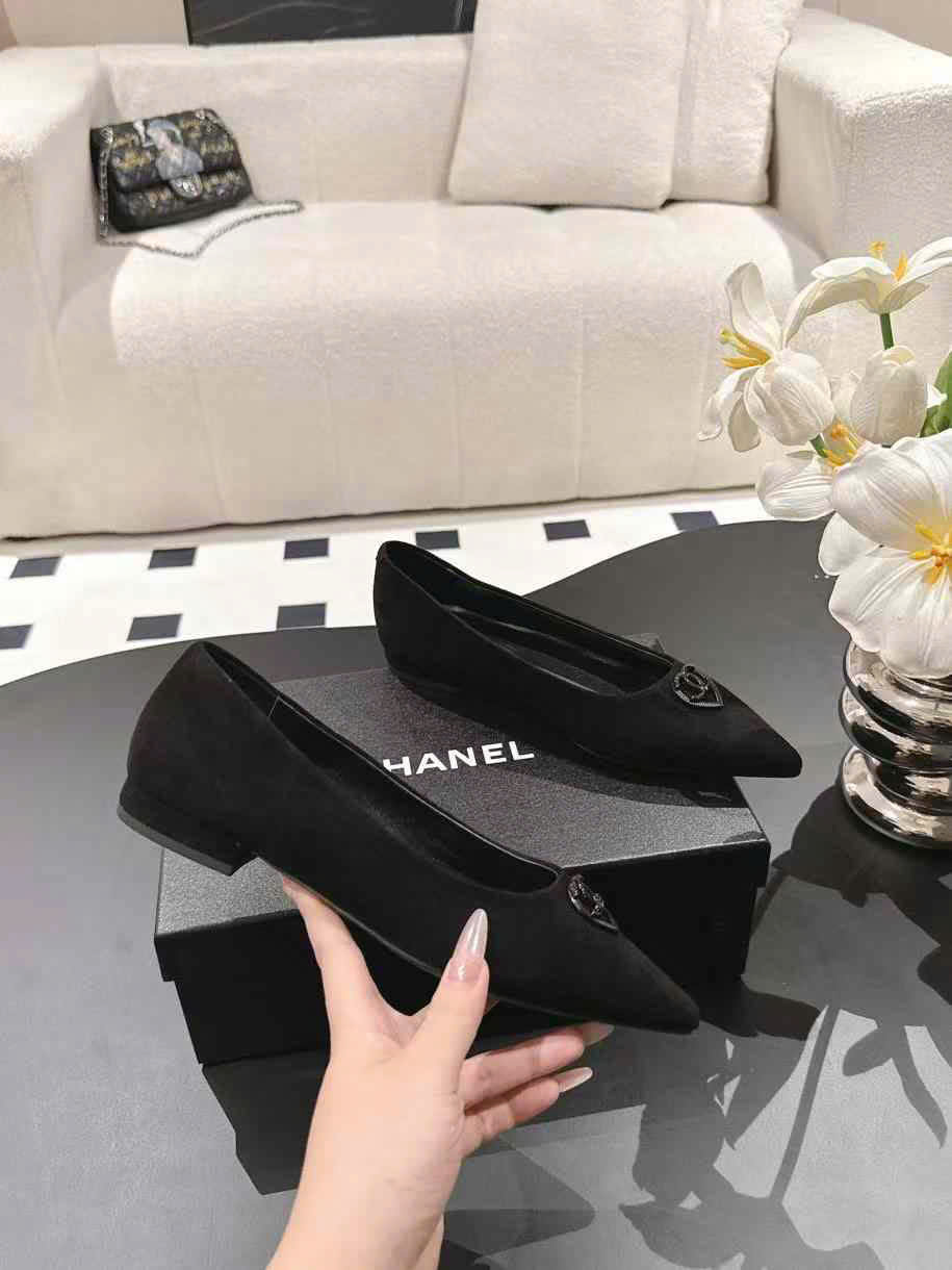 (1:1 replica) Chanel Leather Flat Shoes 2cm