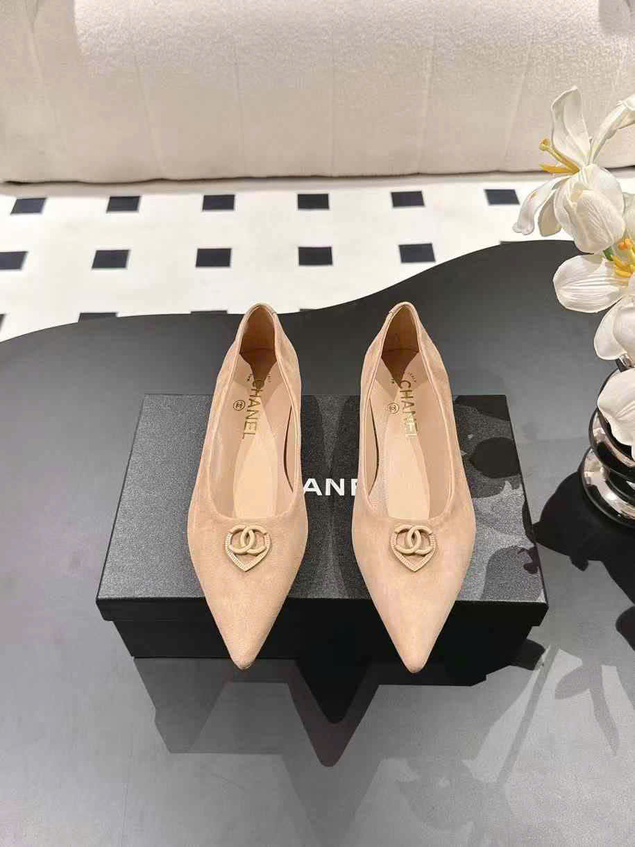 (1:1 replica) Chanel Leather Flat Shoes 2cm