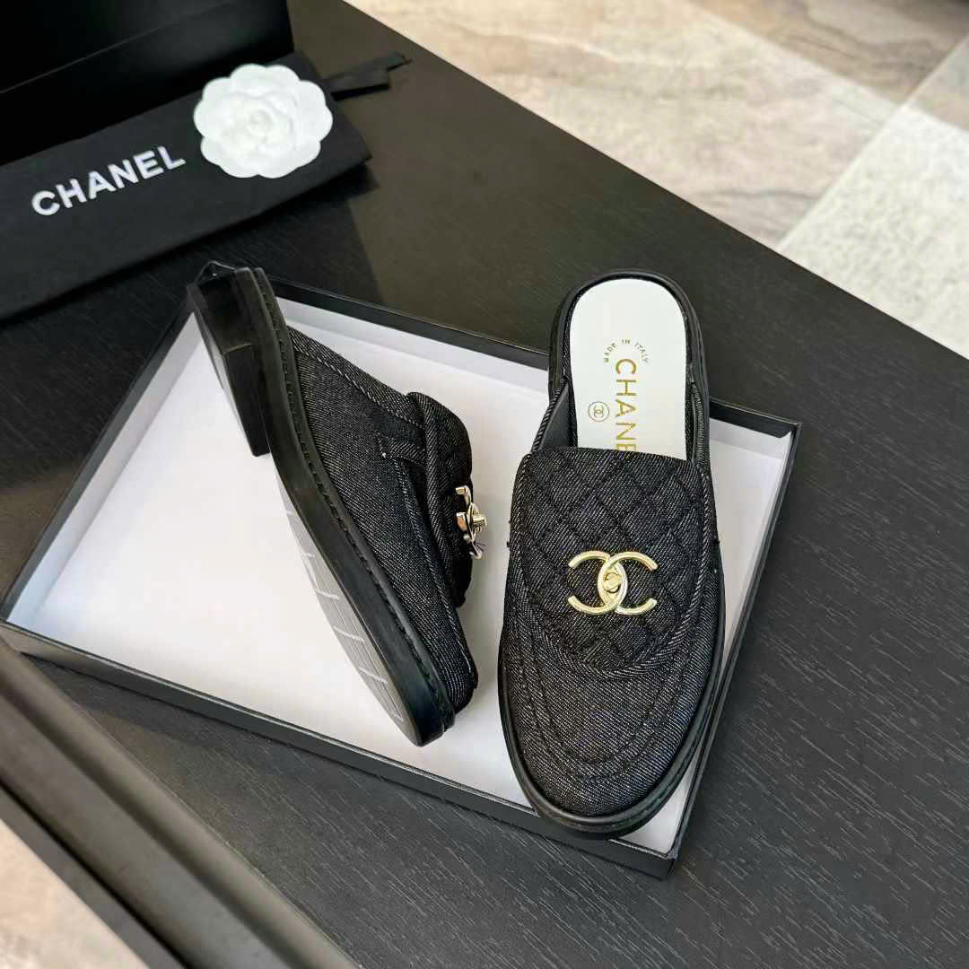 (1:1 replica) Chanel C Buckle Open Back Shoes