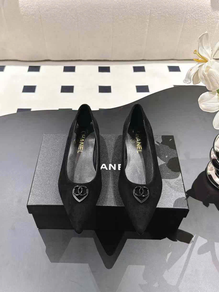 (1:1 replica) Chanel Leather Flat Shoes 2cm
