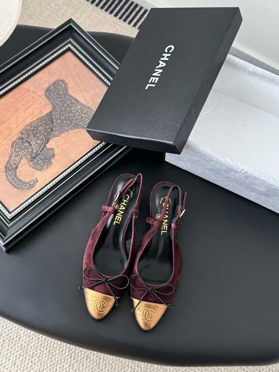 (1:1 replica) Chanel CLogo Slingback Women s Shoes 4cm