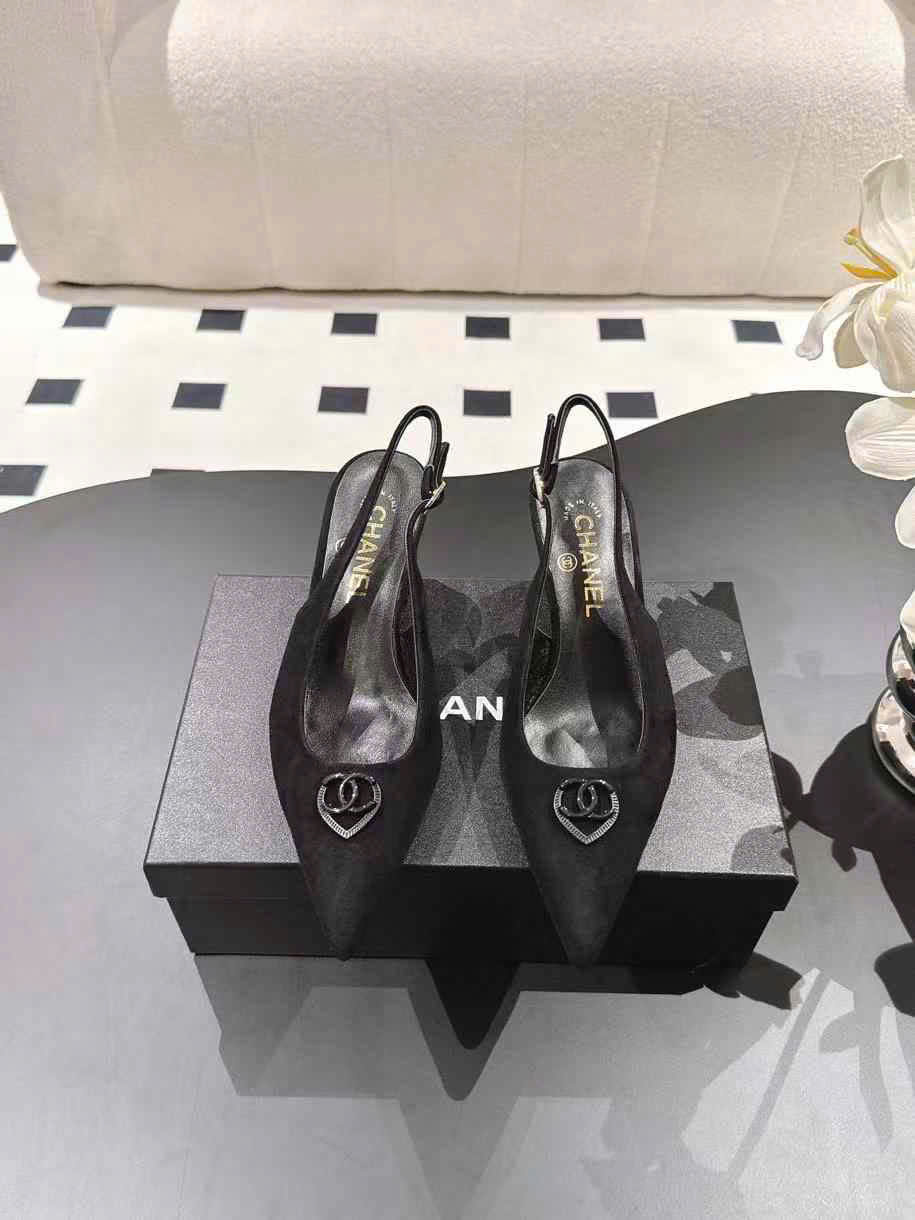 (1:1 replica) Chanel Leather Slingback Shoes 6.5cm