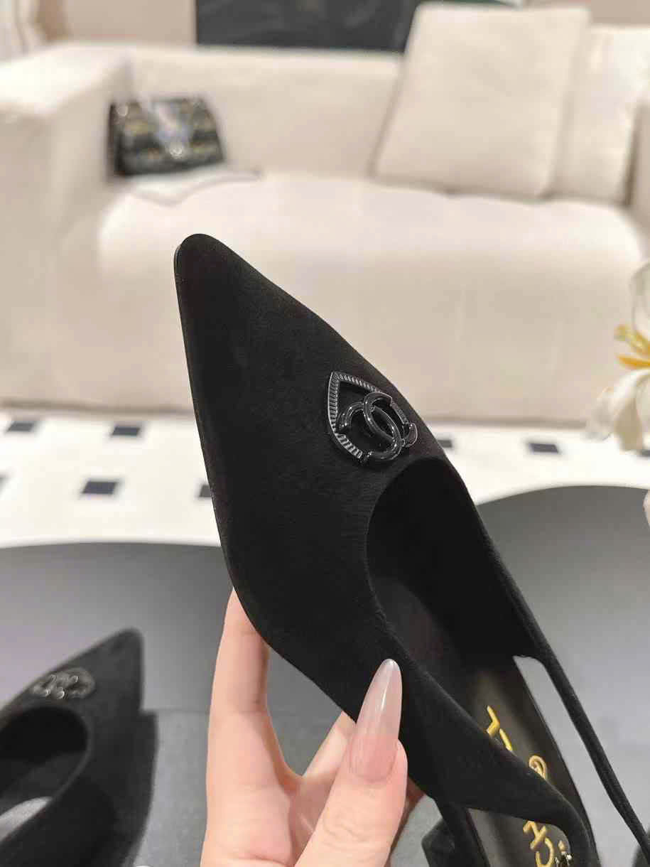(1:1 replica) Chanel Leather Slingback Shoes 2cm
