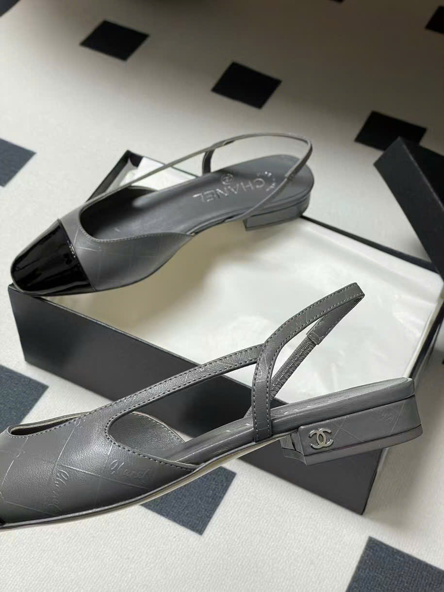 (1:1 replica) Chanel C Logo Slingbacks Shoes 2cm
