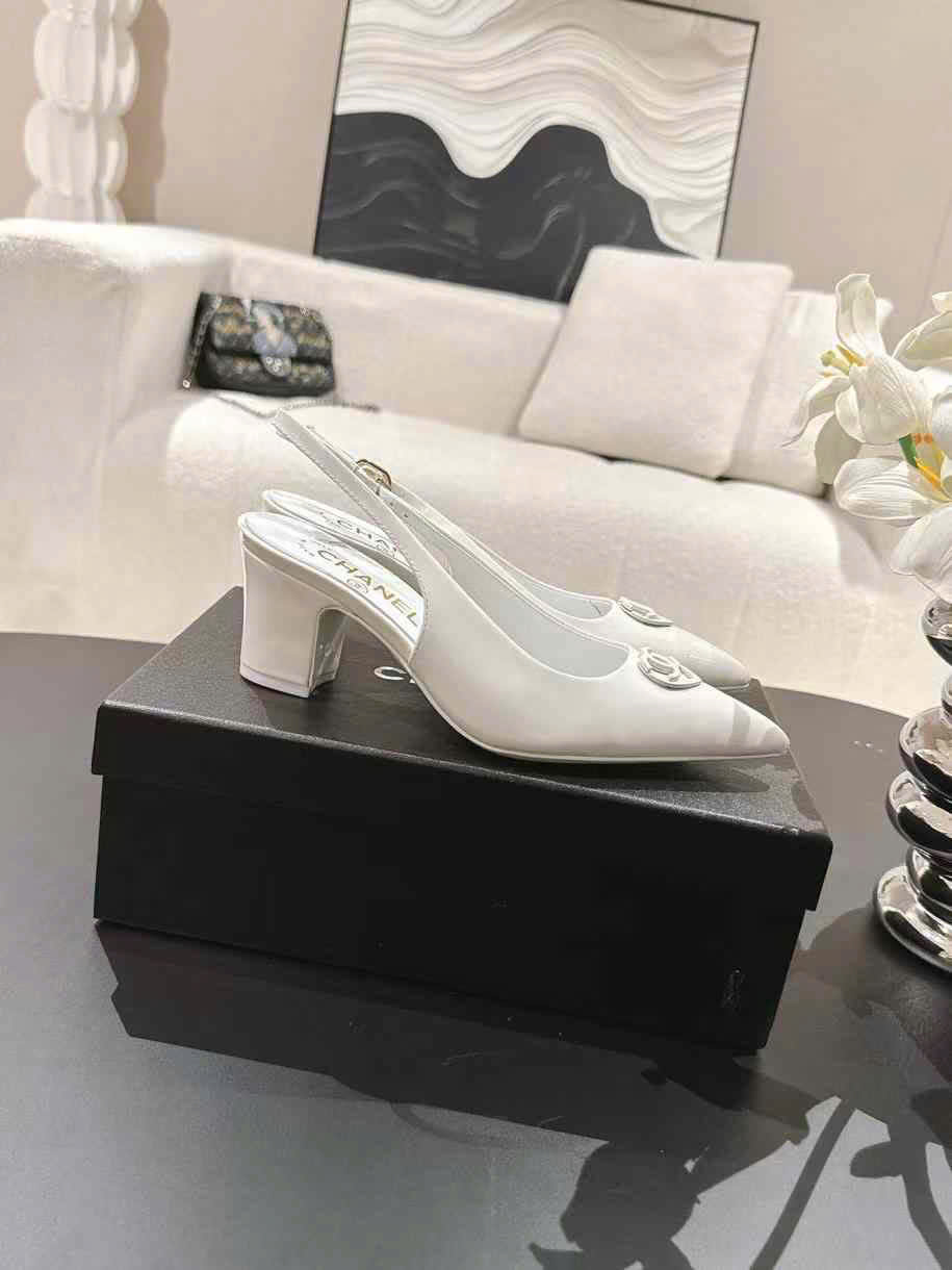 (1:1 replica) Chanel Leather Slingback Shoes 6.5cm