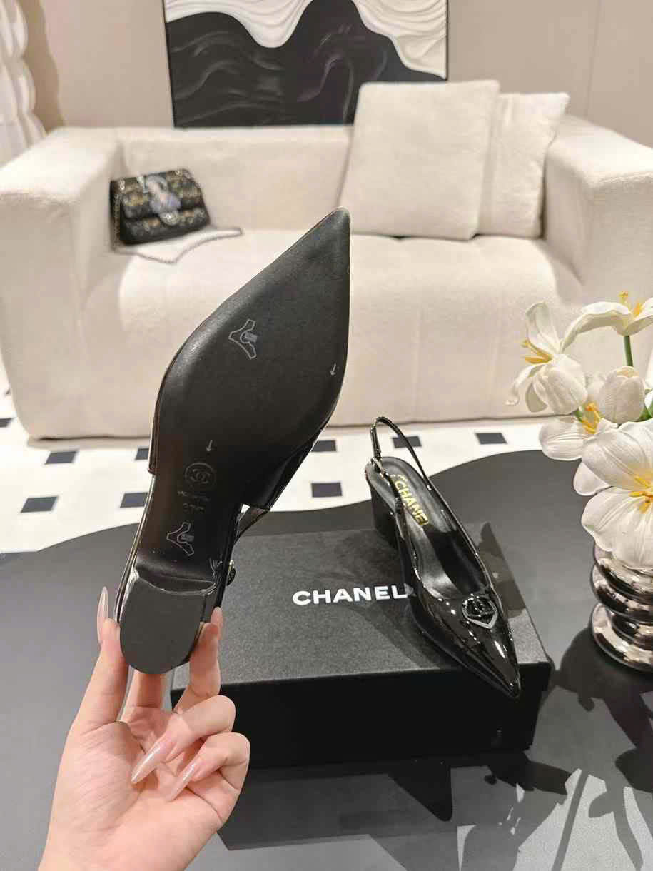 (1:1 replica) Chanel Leather Slingback Shoes 6.5cm