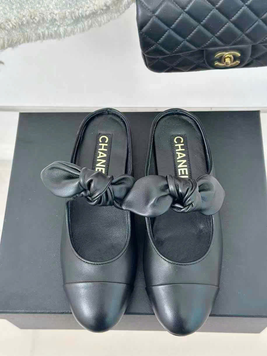 (1:1 replica) Chanel Leather Open Back Shoes