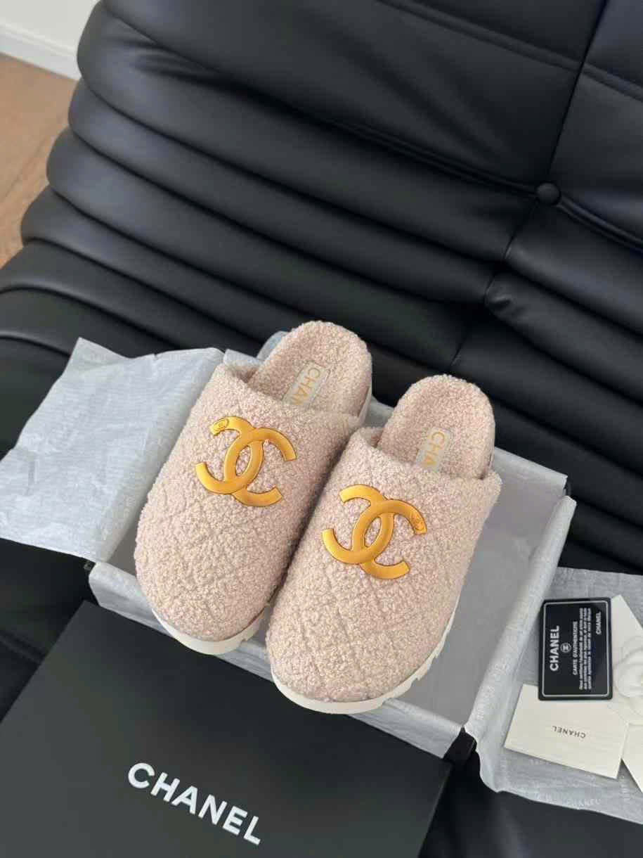 (1:1 replica) Chanel C Logo Open Back Slipper
