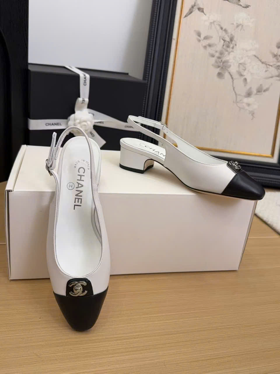 (1:1 replica) Chanel C Logo Slingback Shoes