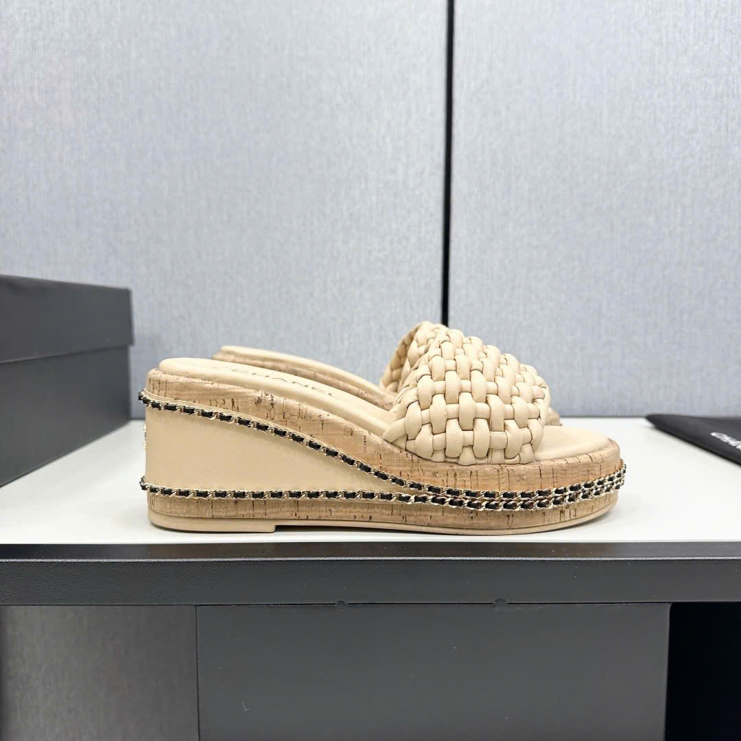 (1:1 replica) Chanel C Logo Women s Wedge Sandals