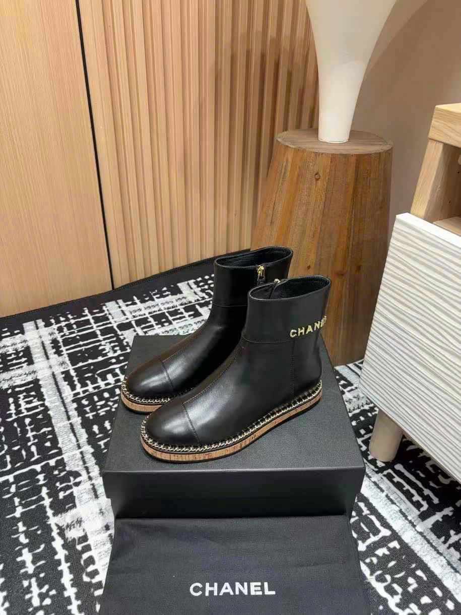 (1:1 replica) Chanel Leather Ankle Boots