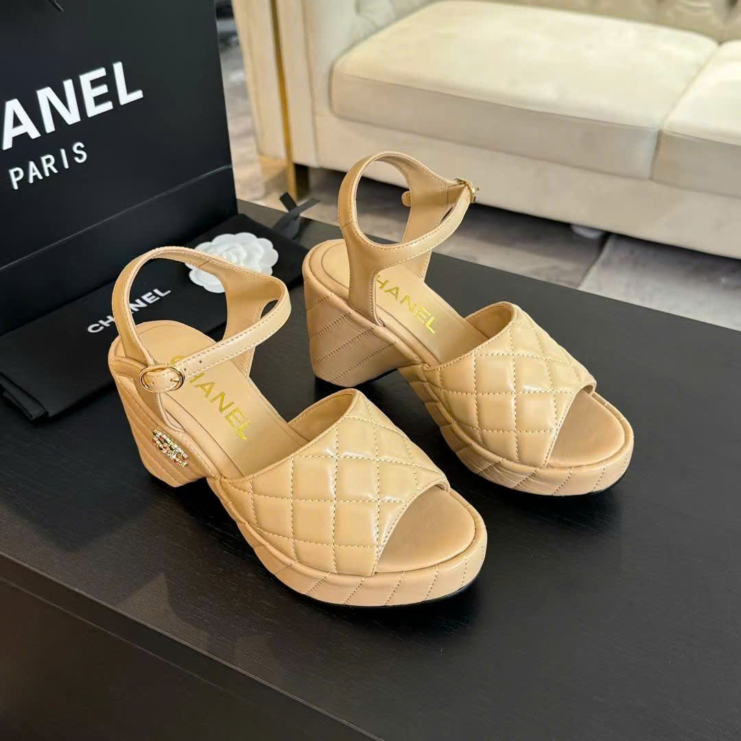 (1:1 replica) Chanel Wedge Rope Diamond Sandals 8cm