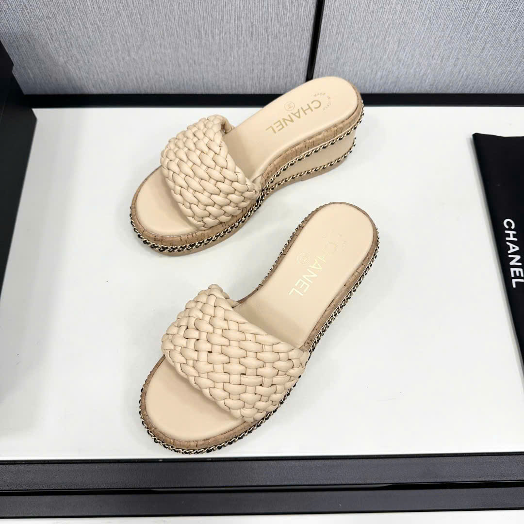 (1:1 replica) Chanel C Logo Women s Wedge Sandals