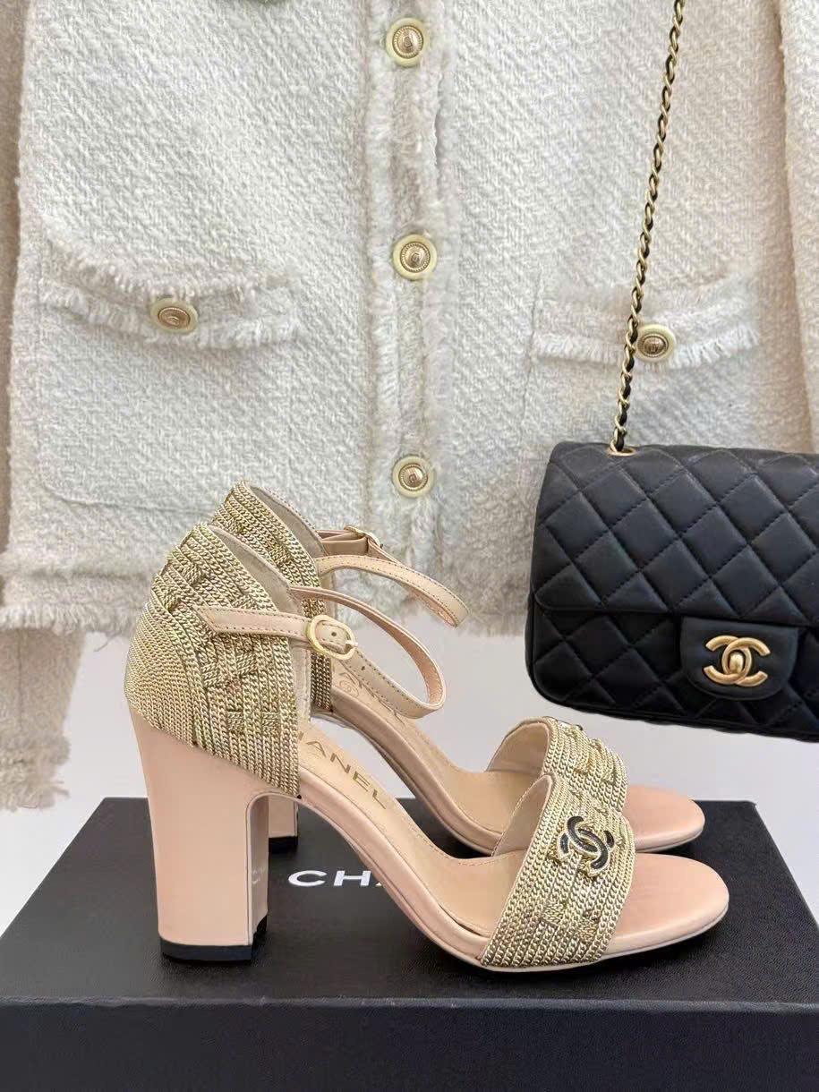 (1:1 replica) Chanel Vintages C Logo Women s Sandals 8.5cm