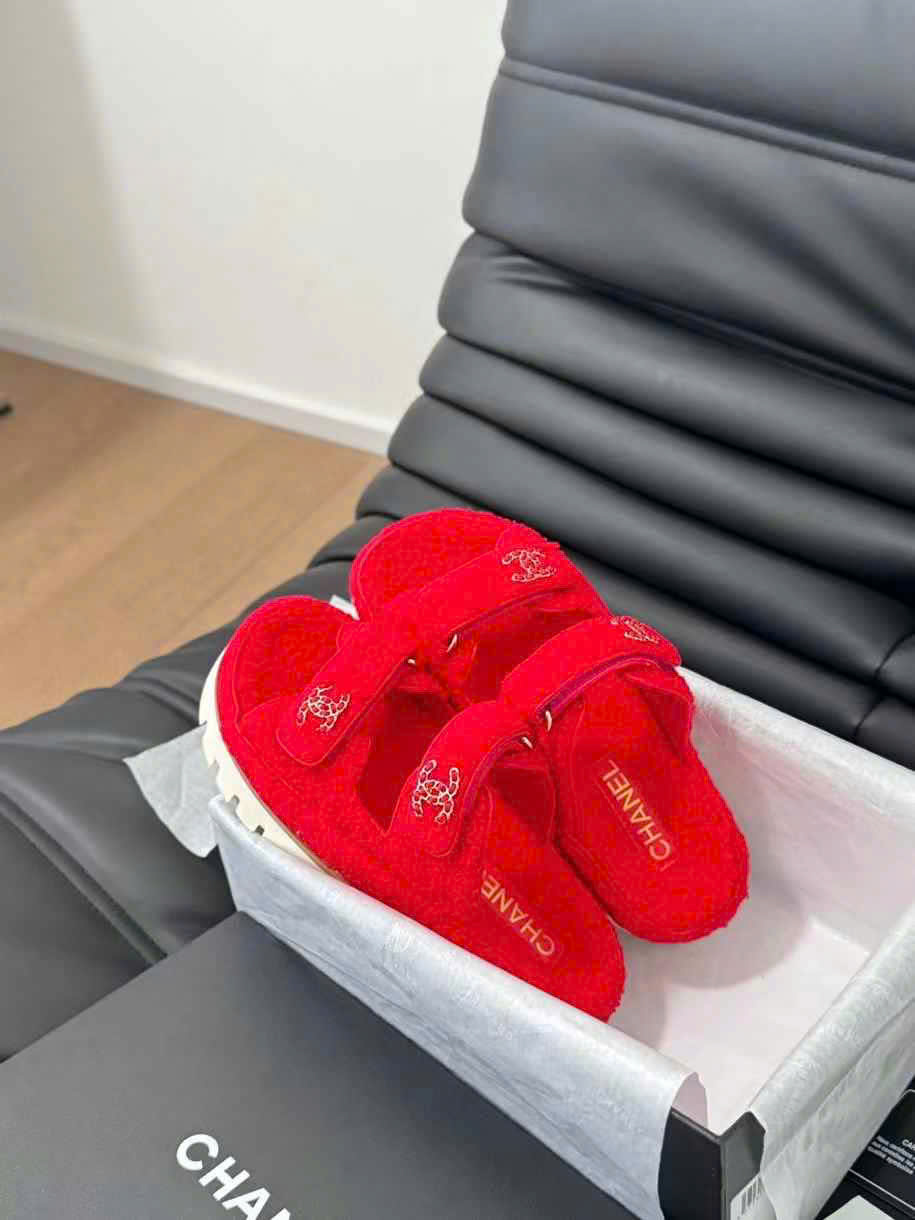 (1:1 replica) Chanel Wool Slipper Sandals