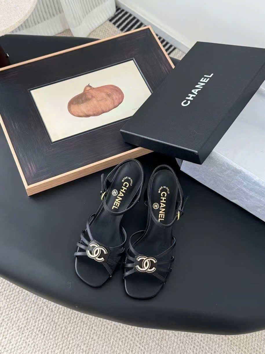 (1:1 replica) Chanel C Logo Women s Sandals 8cm