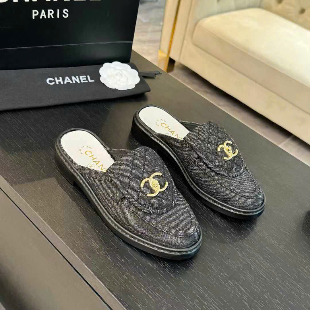 (1:1 replica) Chanel C Buckle Open Back Shoes