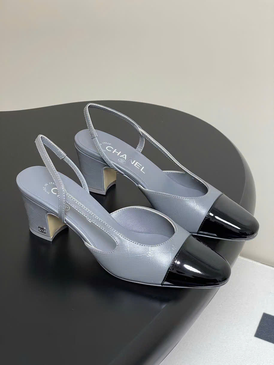 (1:1 replica) Chanel C Logo Slingbacks Shoes 6cm
