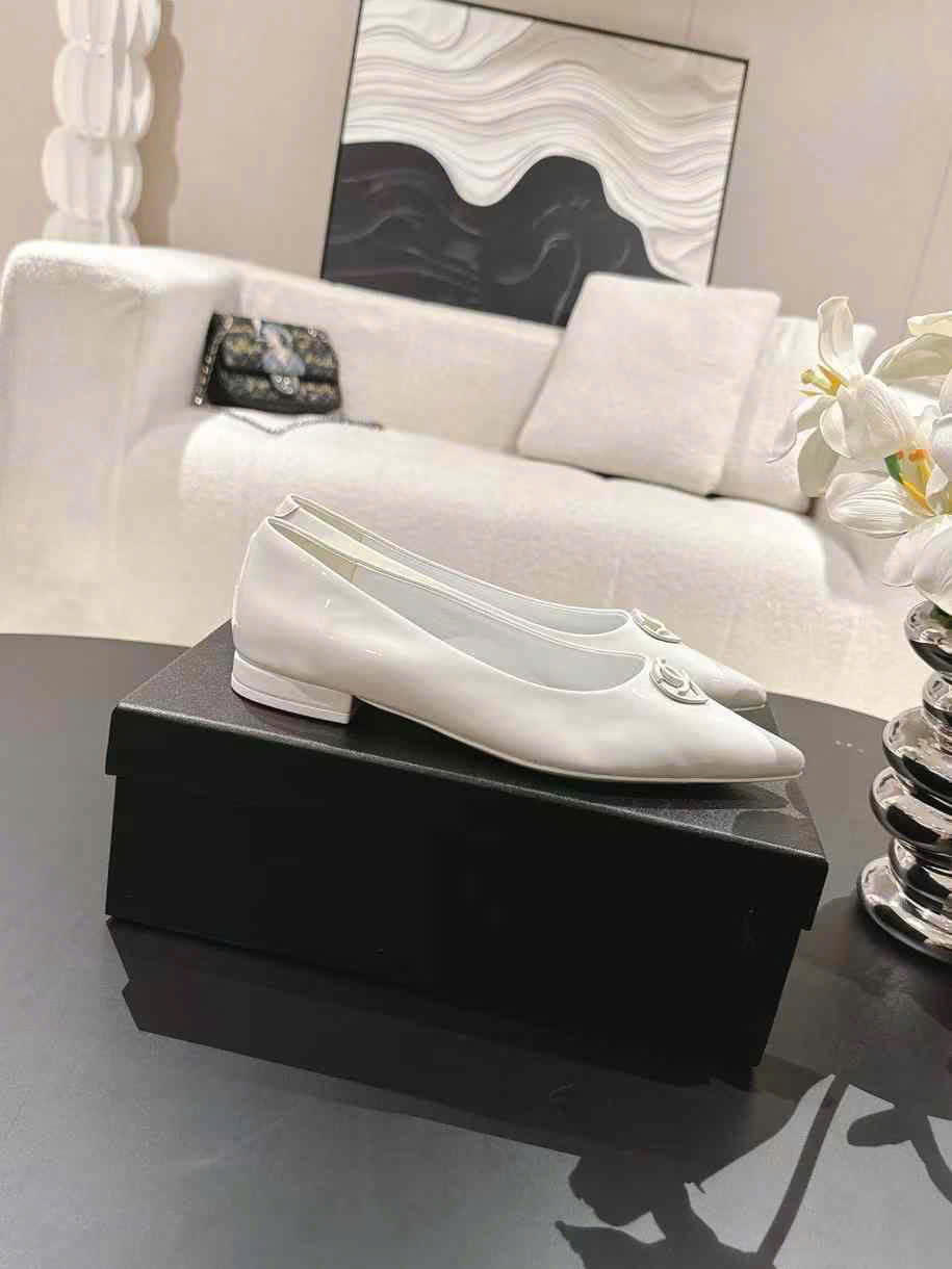 (1:1 replica) Chanel Leather Flat Shoes 2cm