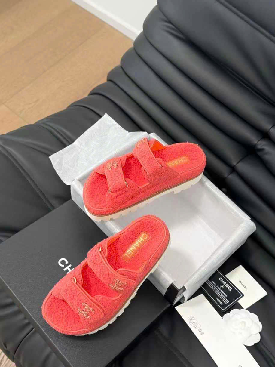 (1:1 replica) Chanel Wool Slipper Sandals