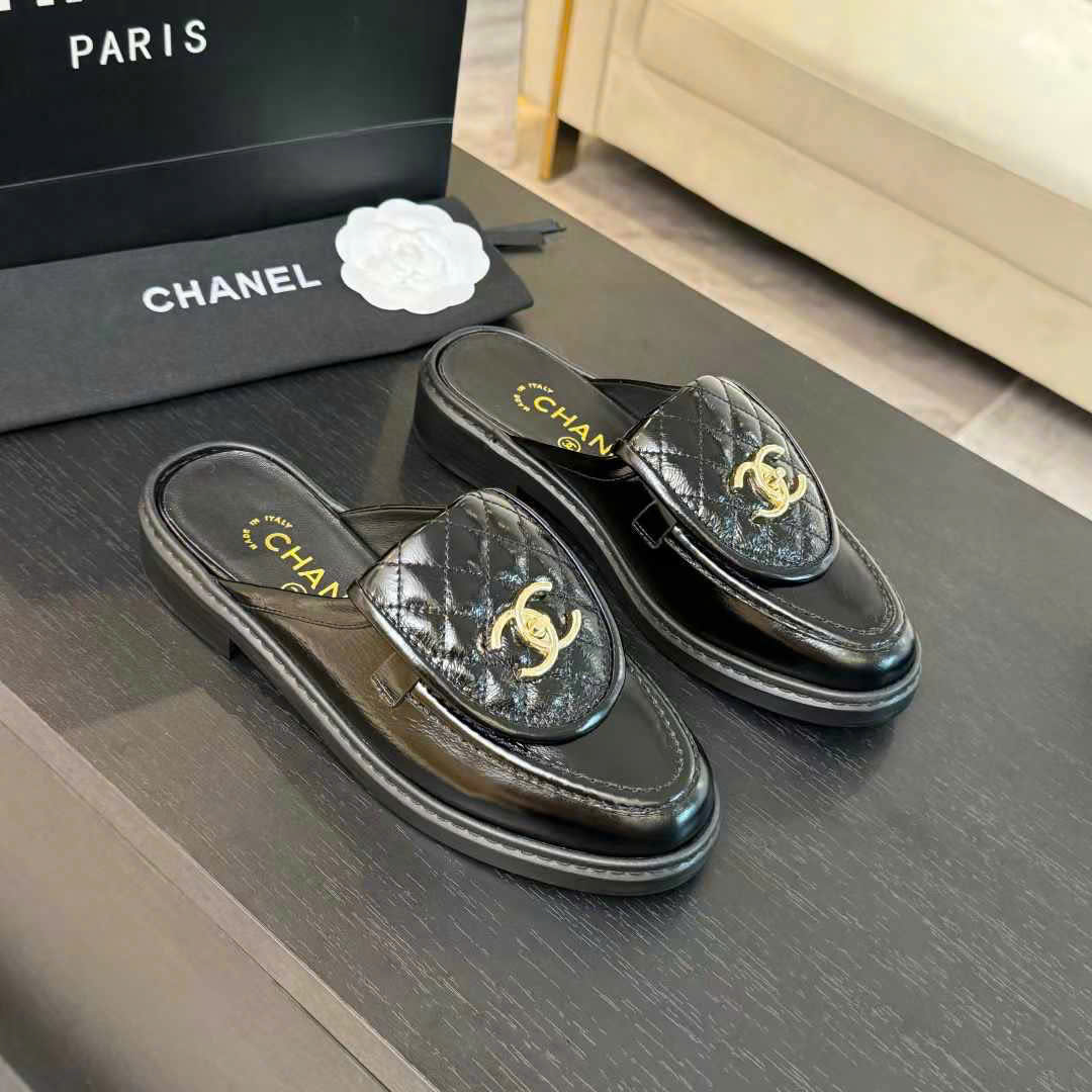 (1:1 replica) Chanel C Buckle Open Back Shoes
