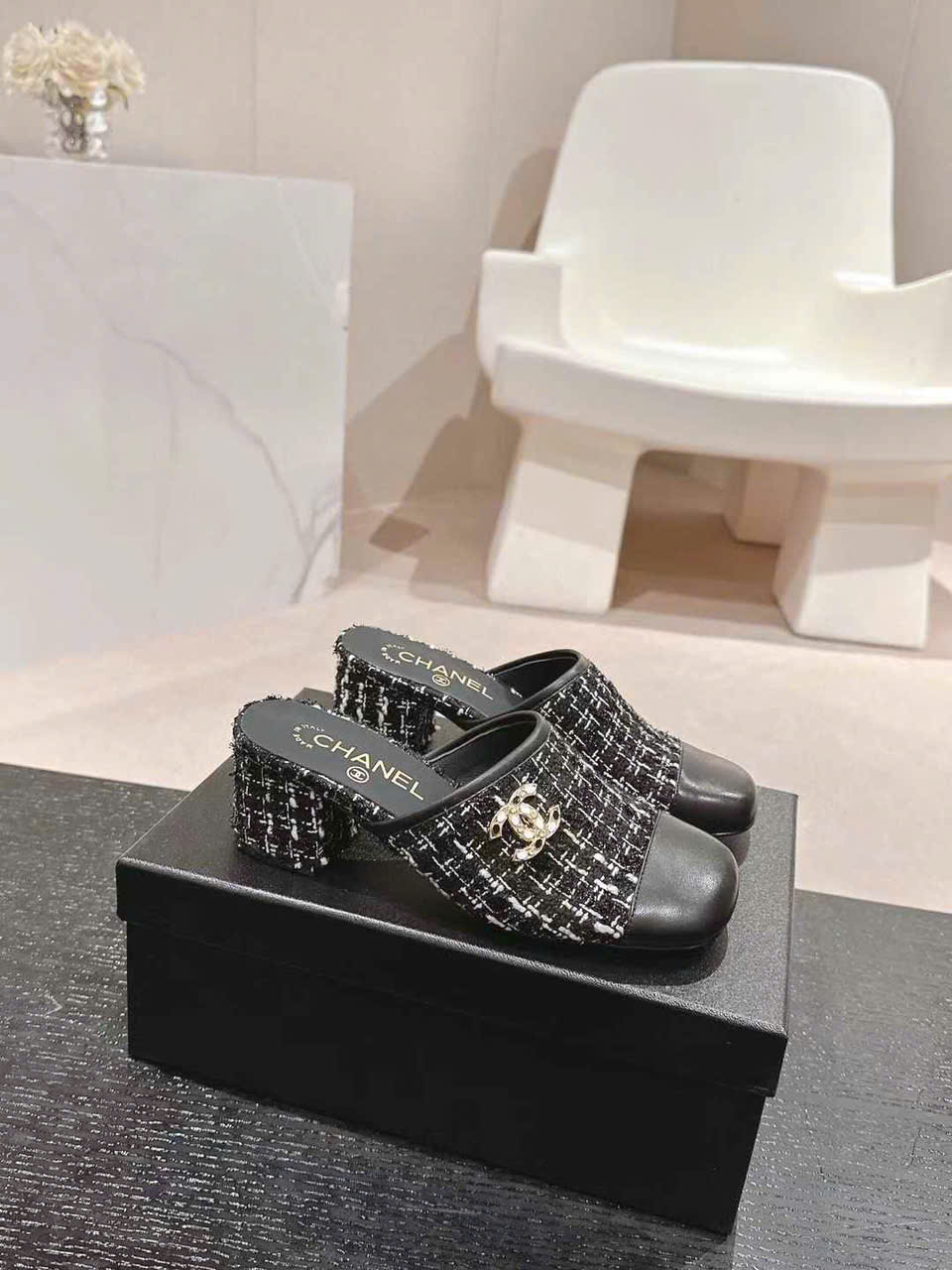 (1:1 replica) Chanel Open Back Shoes 6cm
