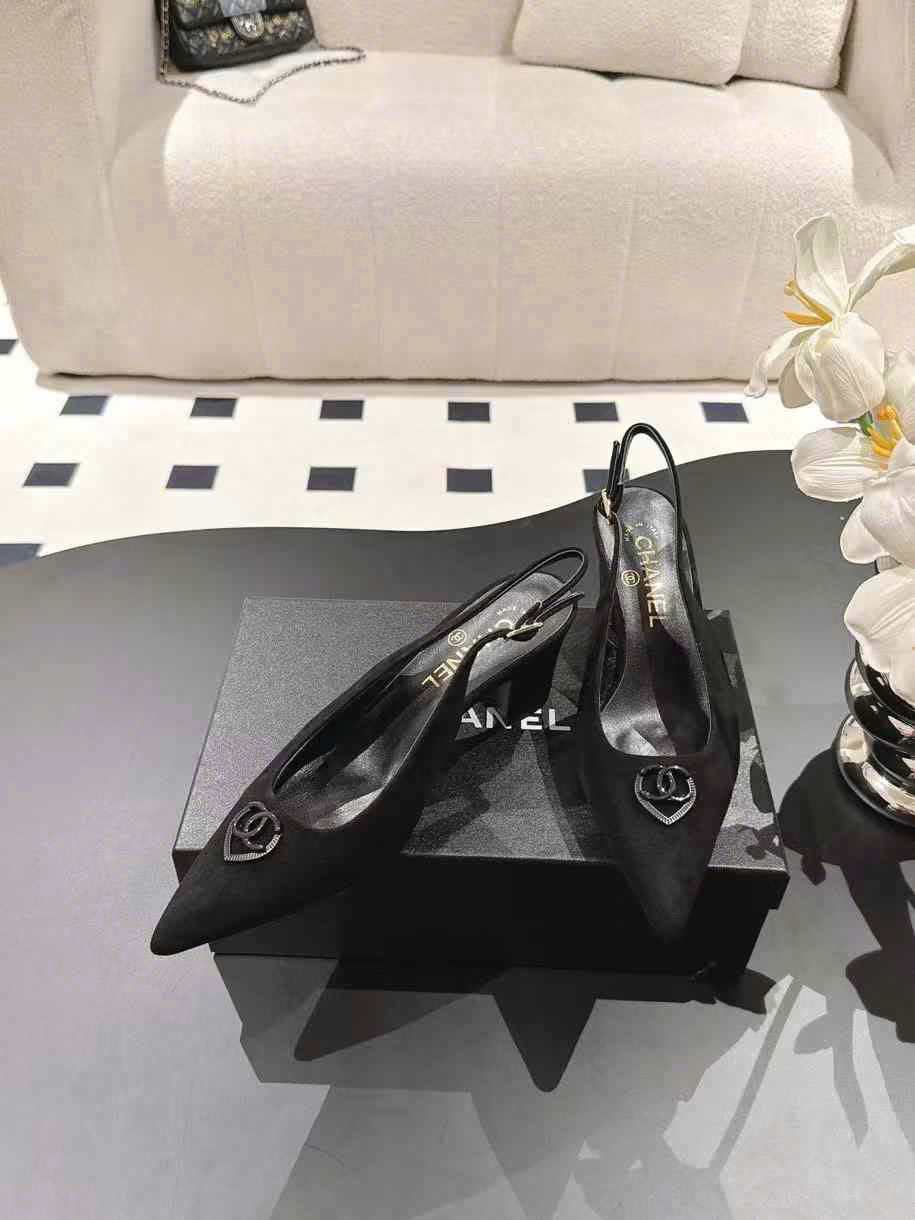 (1:1 replica) Chanel Leather Slingback Shoes 6.5cm