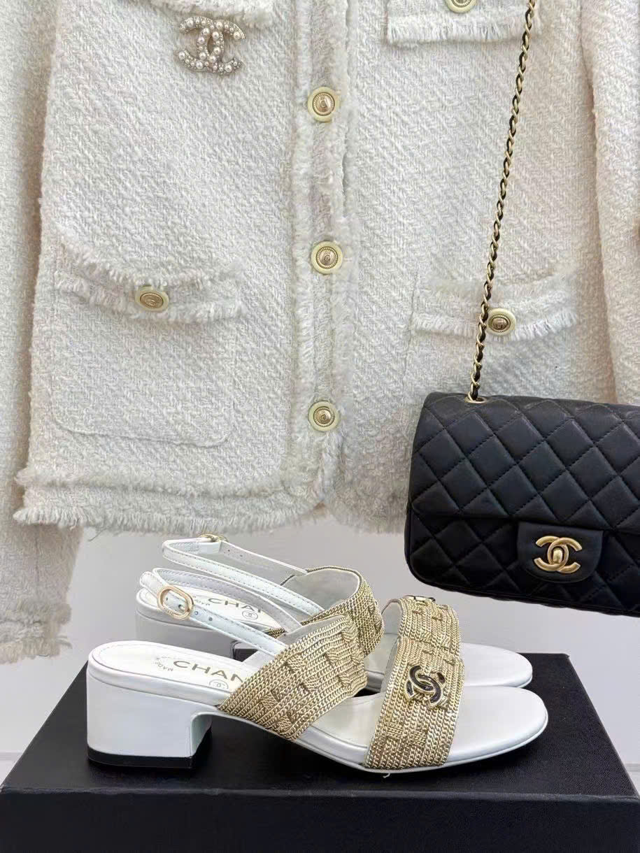 (1:1 replica) Chanel Vintages C Logo Women s Sandals 4cm