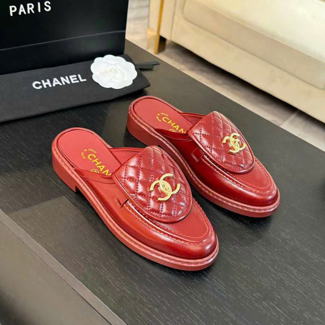 (1:1 replica) Chanel C Buckle Open Back Shoes