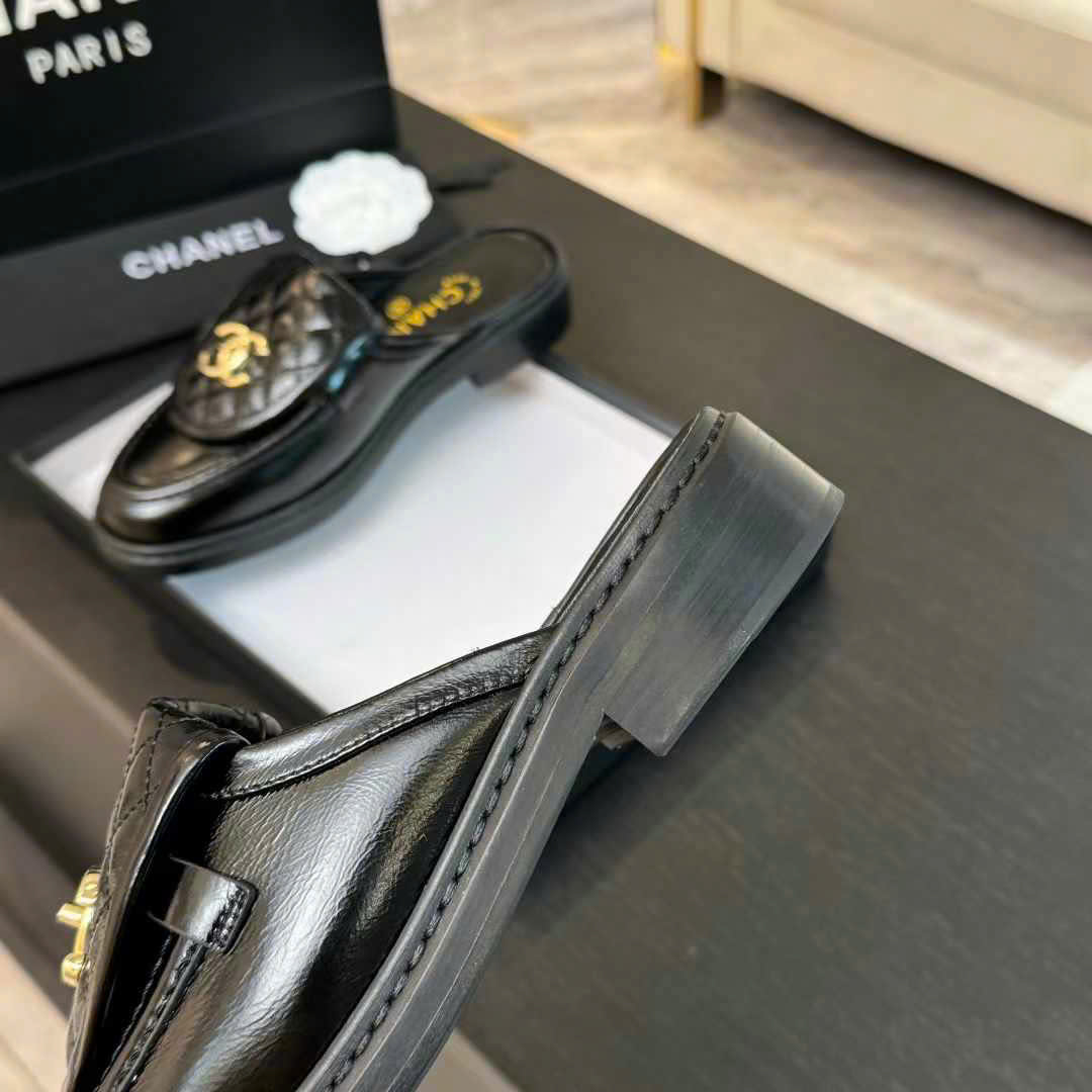 (1:1 replica) Chanel C Buckle Open Back Shoes