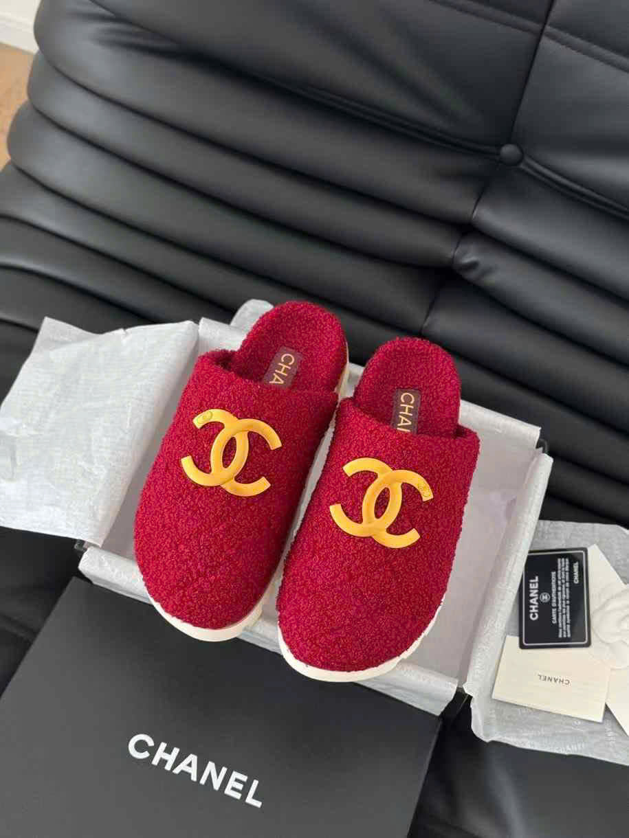 (1:1 replica) Chanel C Logo Open Back Slipper
