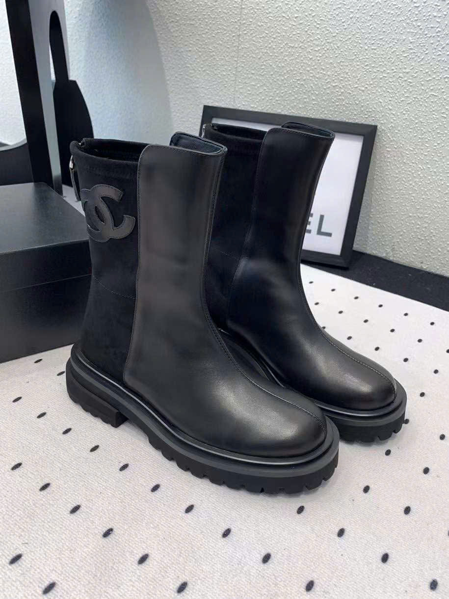 (1:1 replica) Chanel Leather Short Boots