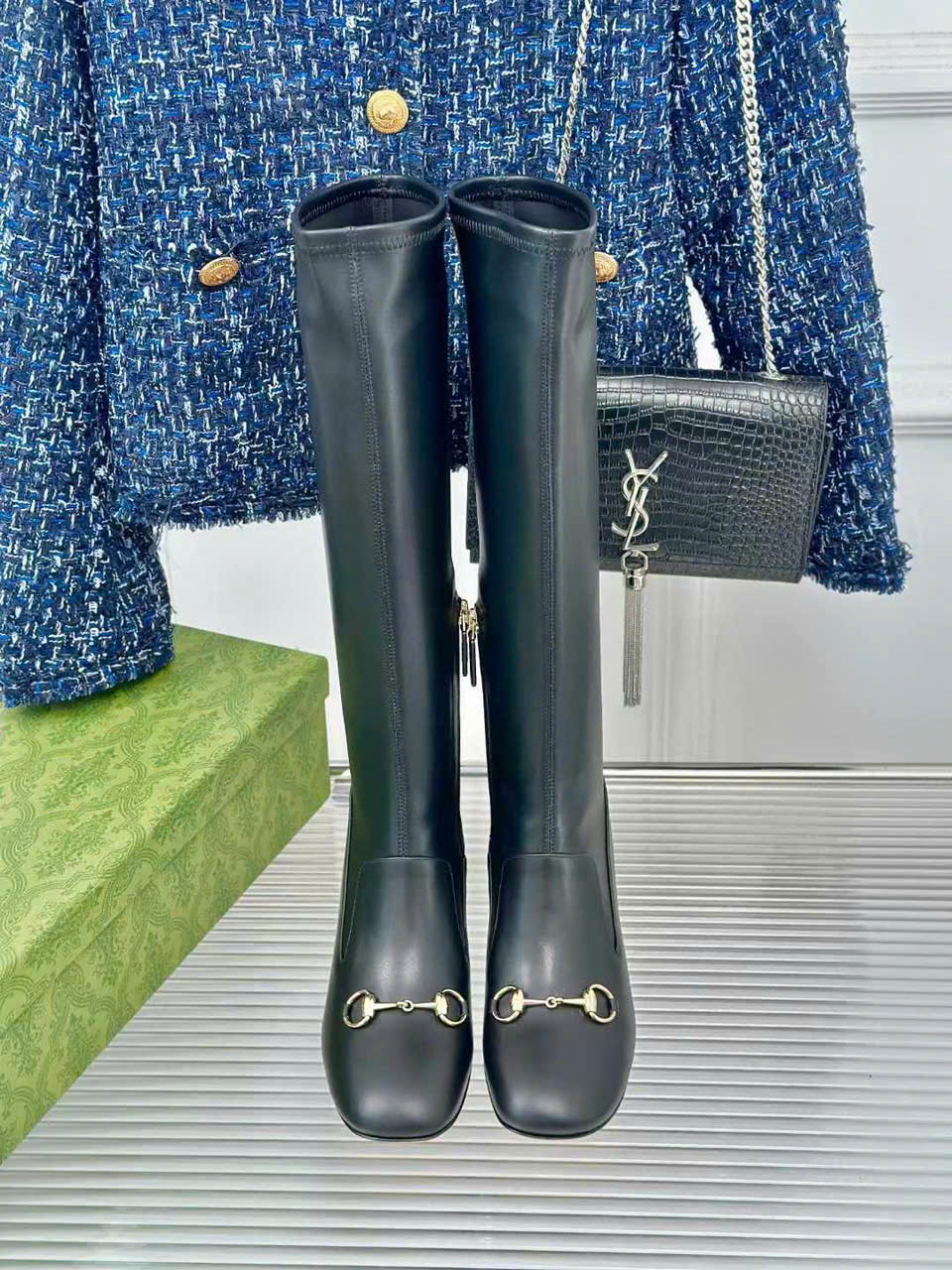 (1:1 replica) Gucci Horsebit Leather Long Boots