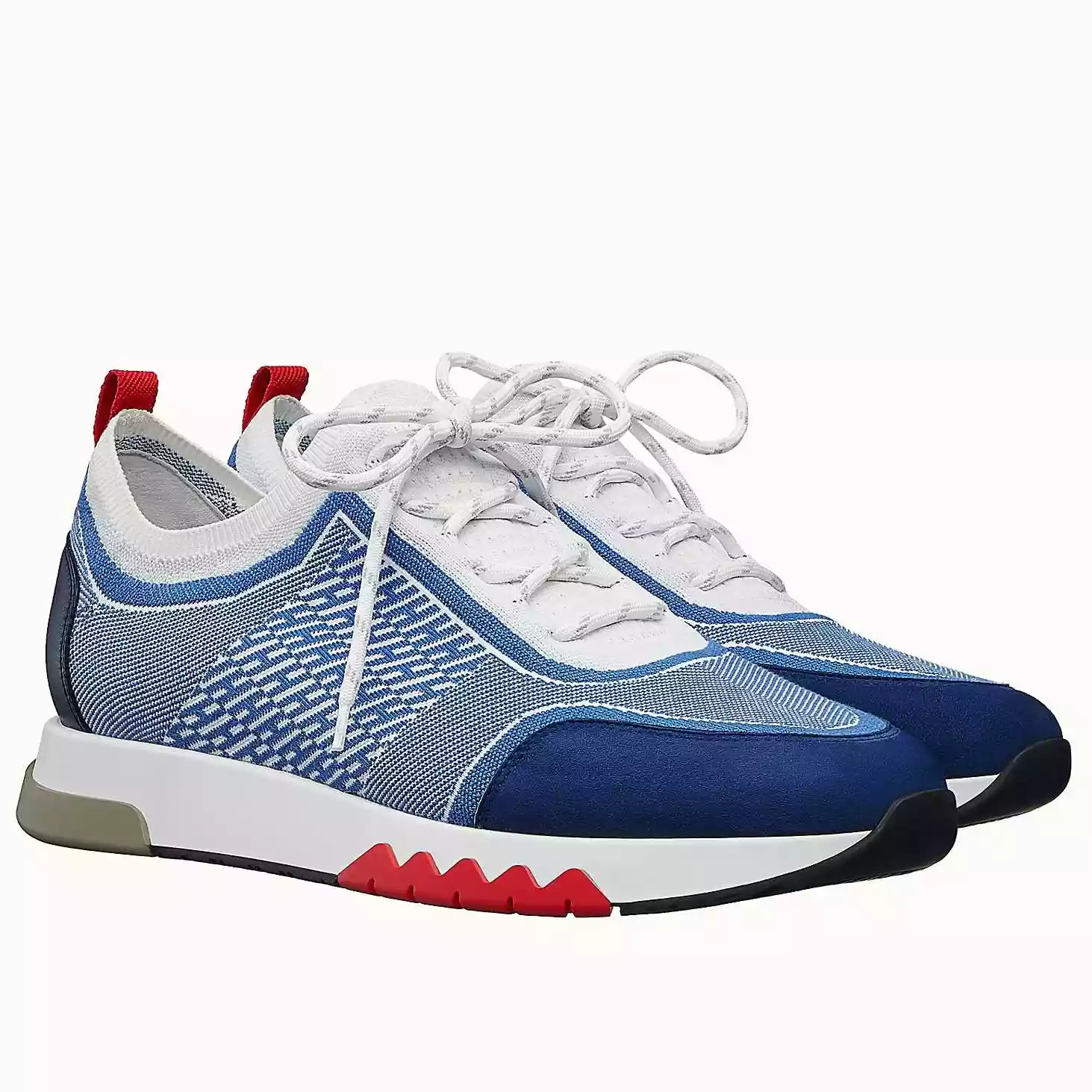(1:1 replica) Hermes Men s Addict Sneakers In Bicolor Blue Knit HM034