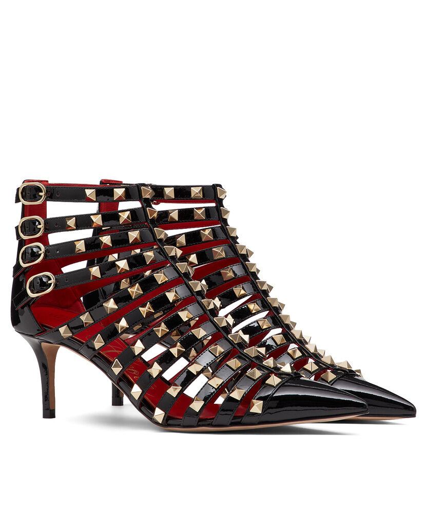 (1:1 replica) Valentino Women s Rockstud Alcove Patent-Leather Boot 60 MM Black