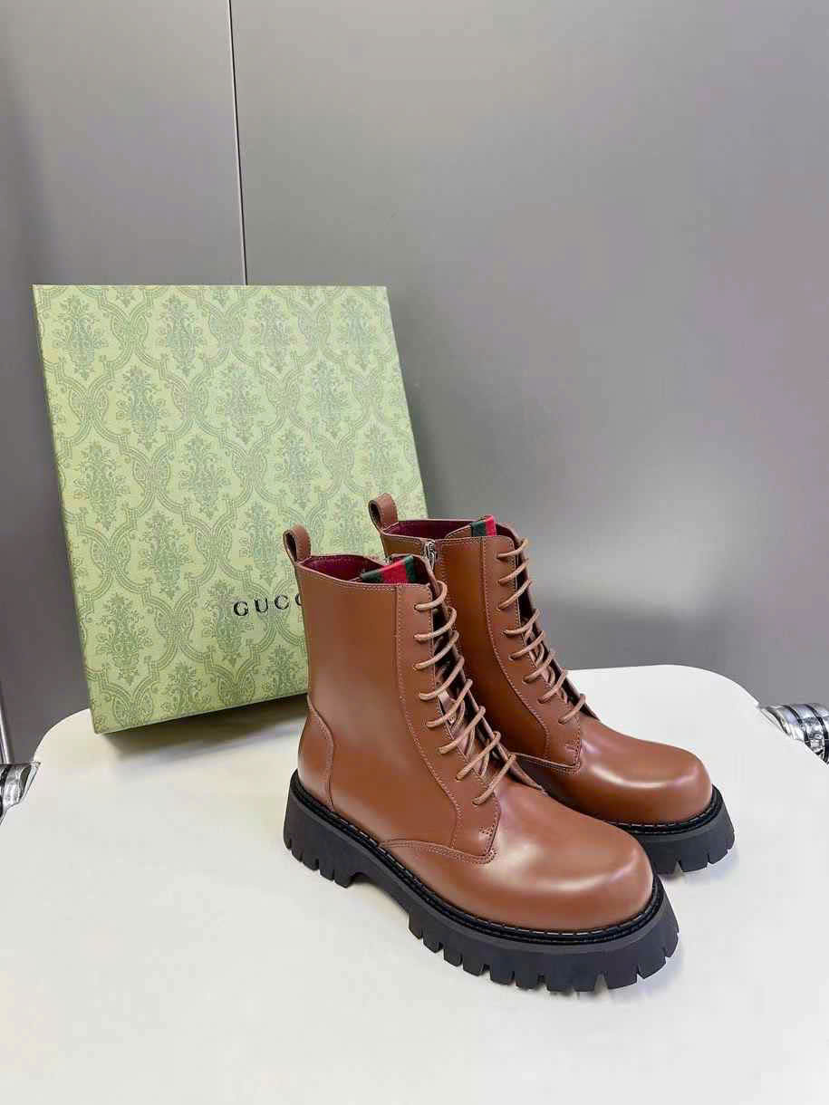 (1:1 replica) Gucci Leather Ankle Boots