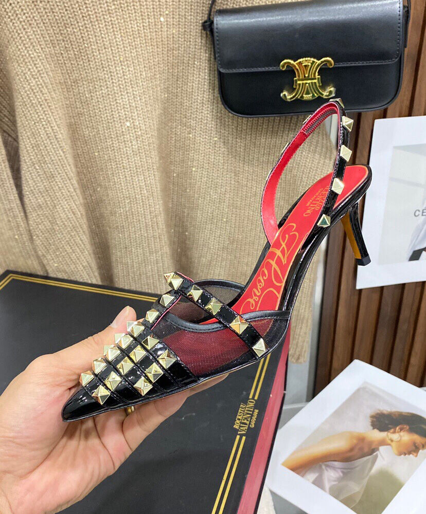 (1:1 replica) Valentino Garavani Rockstud Alcove Slingback Pump Black