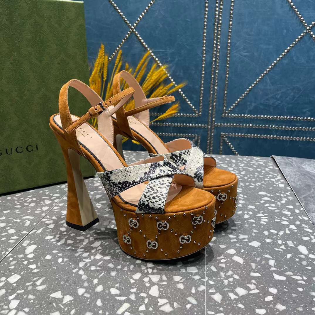 (1:1 replica) Gucci Sandals Hight Heels Logo Fashion Women 12cm
