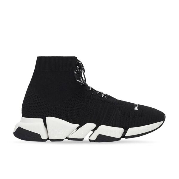 (1:1 replica) BALENCIAGA MEN S SPEED 2.0 LACE-UP RECYCLED KNIT SNEAKER IN BLACK/WHITE BLA033