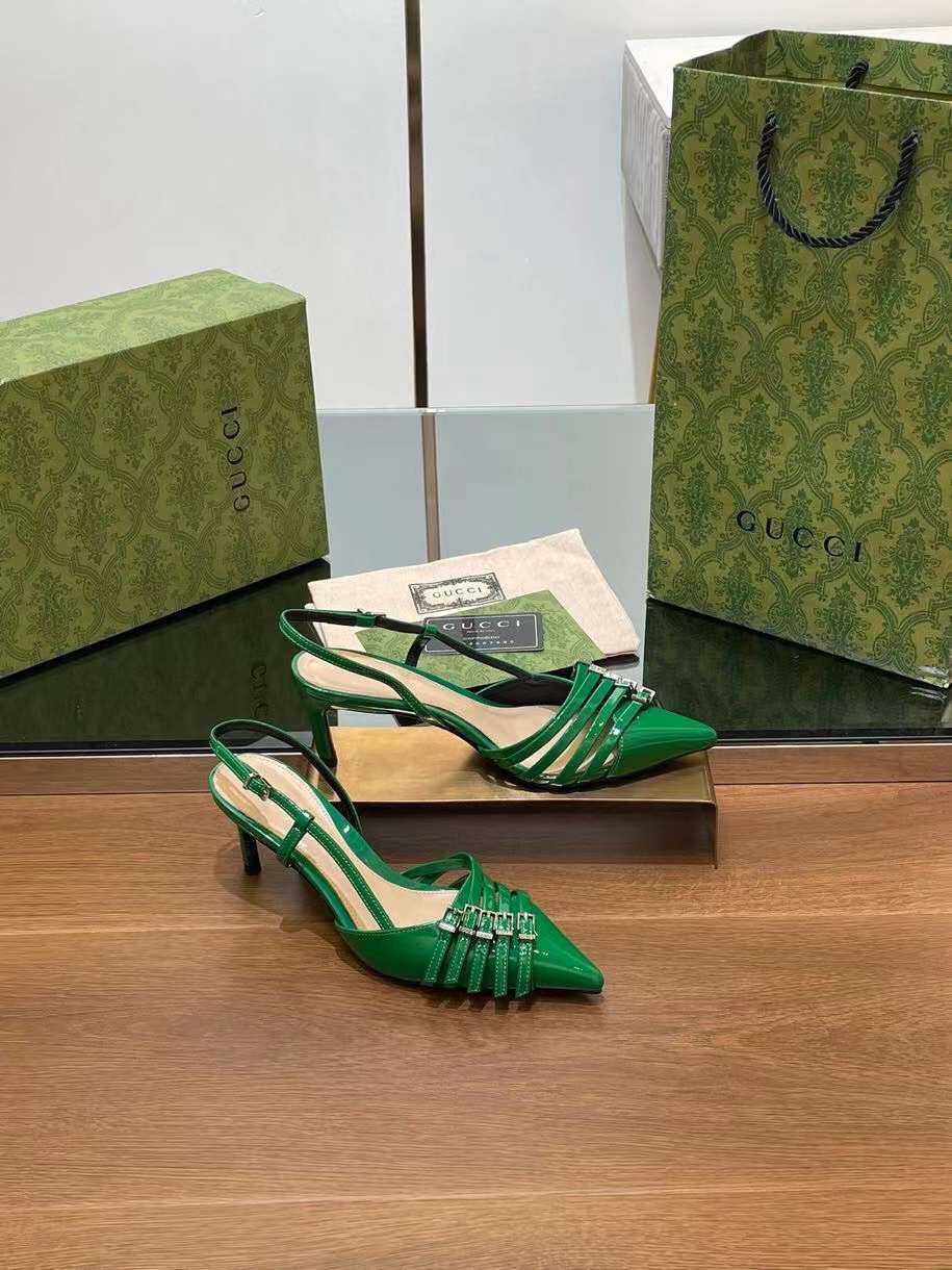 (1:1 replica) Gucci Leather Slingback Women s Shoes 6.5cm News